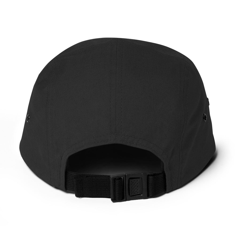 black back 5 panel cap