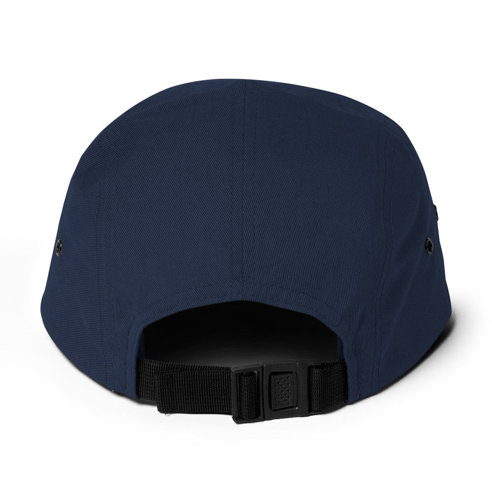 navy back 5 panel cap