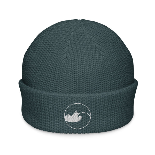 petrol blue fisherman beanie front