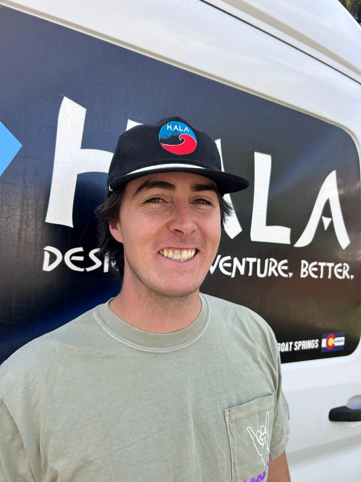 Hala New Wave Patch Trucker Hat, black