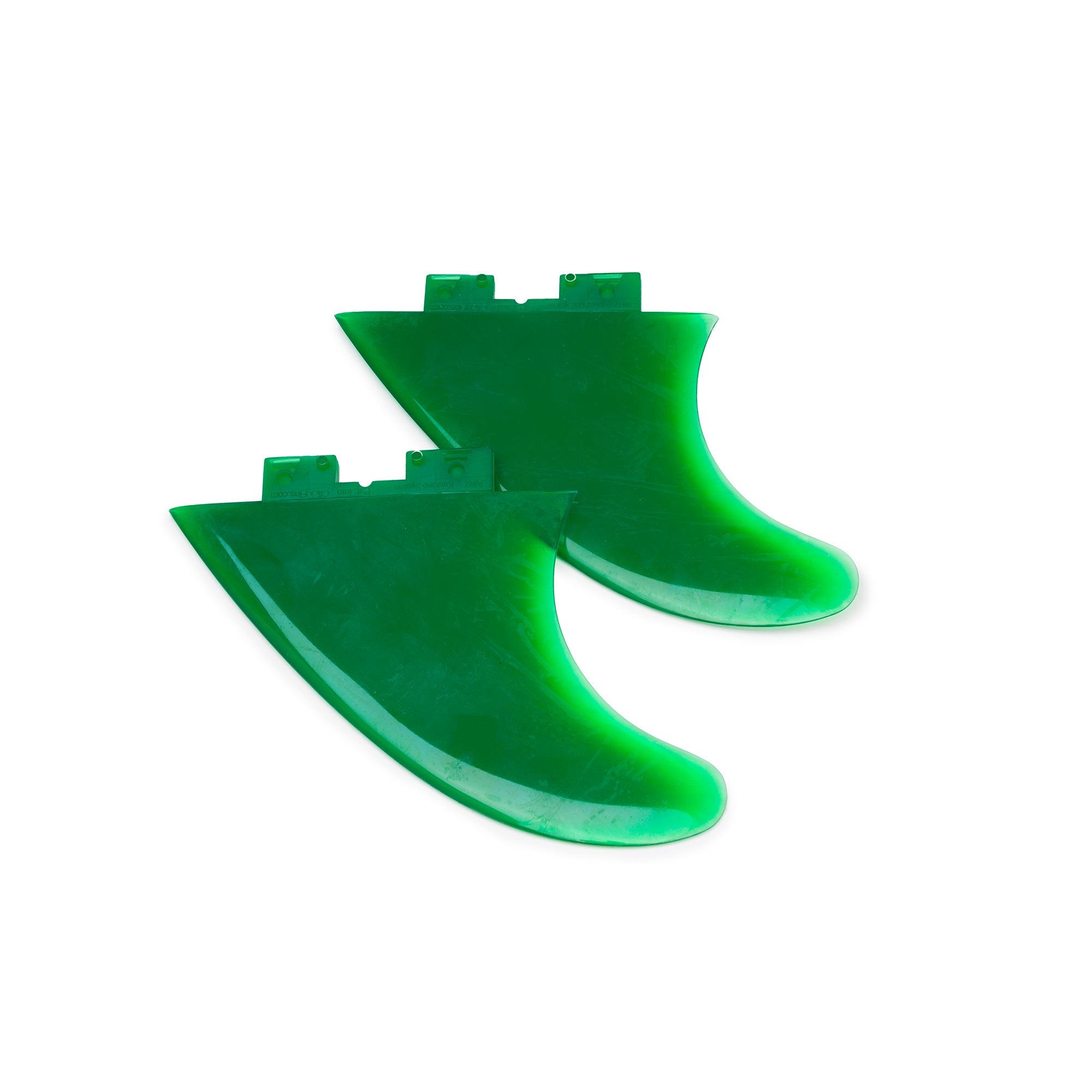 Hala 4.5-inch green Gummy Side Bite fins, designed for added stability and control in whitewater or surf conditions.